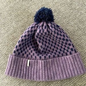 Skida Cashmere The Dash Knit Hat Checkered Purple and Navy
